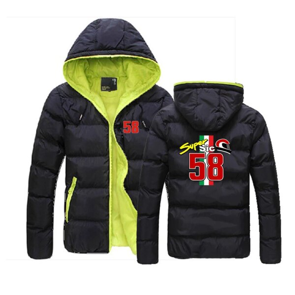 58 Super Sic Marco Simoncelli Men New Autumn Winter Printing Leisure Simplicity Six-Color Cotton-padded Clothes Hooded Coats