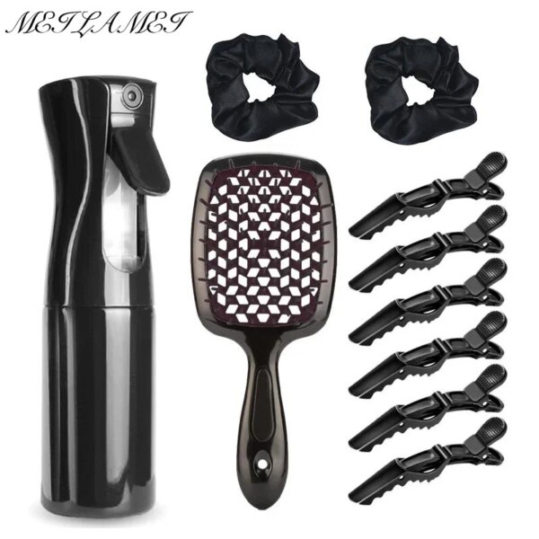 5pcs/set Unbrush Detangling Hair Brush Set Natural Wet Curly Hollow Detangling Hair Brush Salon Professional Hairdressing Tools