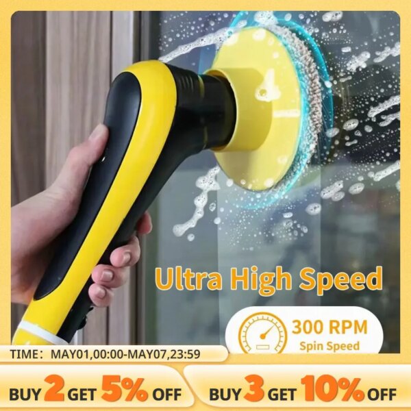 6 /10 in 1 Electric Spin Scrubber Cleaning Brush Wireless Adjustable Multifunctional Gadgets For Bathroom Kitchen Windows Toilet