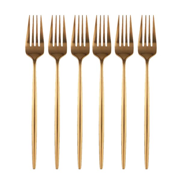 6/12/24Pcs Rose Dinner Fork Stainless Steel Dinnerware Flatware Western Fork Hotel Wedding Party Rainbow Tableware Cutlery Set