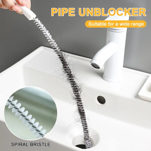 65/45cm Pipeline Dredging Brush Bathroom Hair Sewer Sink Blockage Cleaning Brush Drainage Pipe Flexible Cleaning Brush