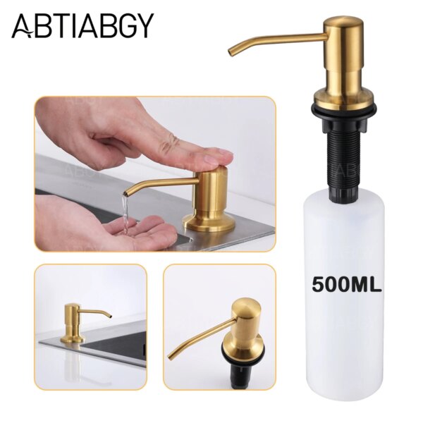 8 Colors Countertop Stainless Steel Kitchen Sink Brushed Gold Liquid Soap Dispenser Large Capacity Liquid Detergent Pump Bottle