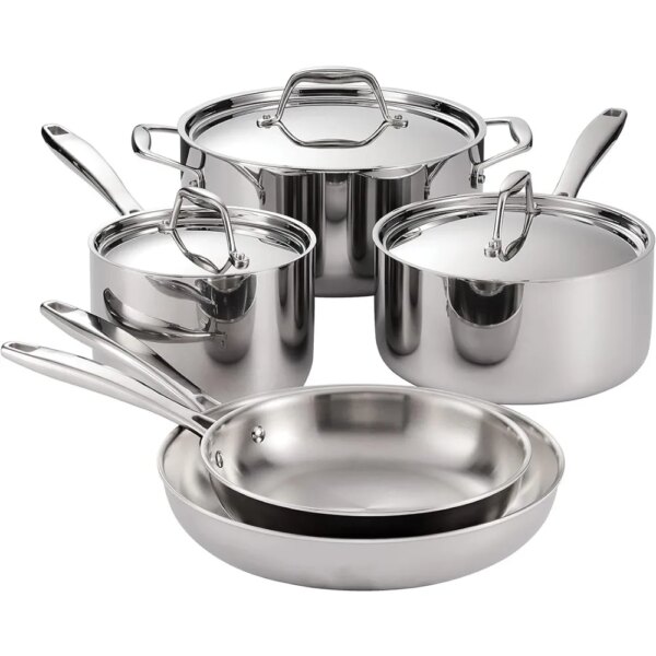 8-Piece Cookware Set Stainless Steel 80116/247DS Pan Kit Cook Ware Set of Non-stick Kitchen Pots Utensils for Kitchen Appliances