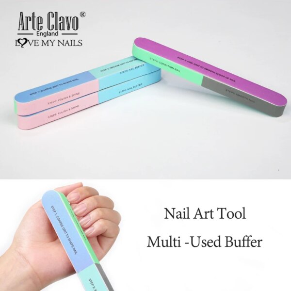 Arte Clavo 1PC Six-sided Nail Buffer Polishing File Nail Art Tool Buffing Block Manicure Nail Remover Sanding Sand Accessoires