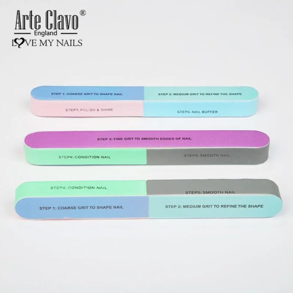 Arte Clavo Nail Buffer Block Sponge Polishing File Manicure Pedicure Sanding 1PC Six-sided Nail Art Tool Buffing Gel Polishing