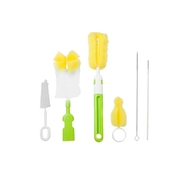 Baby Bottle Brush Set Infant Nipple 360-degree Rotating Clean Sponge Spout Cup Pacifier Straw Brush Kit Bottle Clean Tool Set