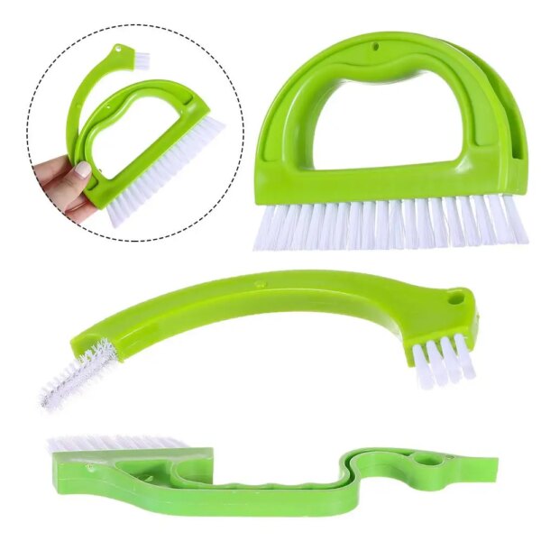 Bathroom Multifunction 3 in 1 Cleaning Tool Joint Scrubber Groove Gap Tile Grout Cleaning Brush Stiff Stain