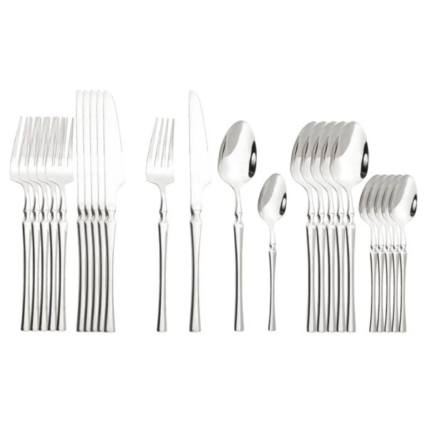 Bright Dinnerware Set Stainless Steel Cutlery Set 24/32Pcs Fork Knife Spoon Flatware Tableware Kitchen Silverware