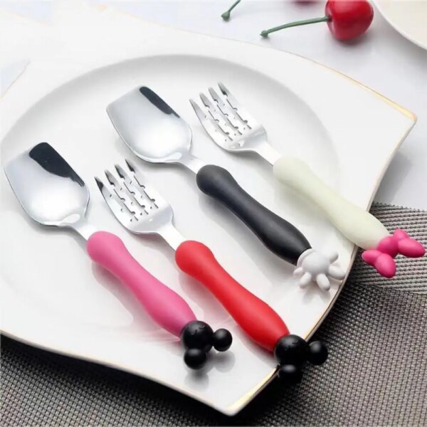 Children's Creative Cutlery Set Stainless Steel Training Cutlery Cute Cartoon Shape Fork & Spoon Baby Fork & Spoon