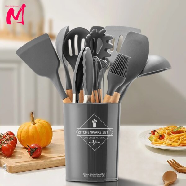 Cooking tool sets  Non-toxic cooking baking kitchen tools utensils silicone shovel spoon scraper brush spade whisk turner