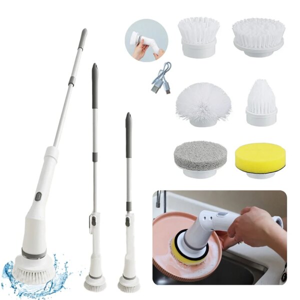 Cordless Cleaning Brush Extension Electric Brush Window Cleaner Scrubber Bathroom Bathtub Toilet Kitchen Cleaning Tool