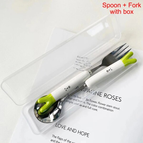 Cutlery Cartoon Onion Spoon Fork Chopsticks Sets Portable Lunch Tableware Stainless Steel Travel Dinnerware Kitchen tools