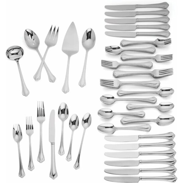 Cutlery Tableware Set Features an Elegant Filigree Design on the Handle for an Exceptional Look. Sizeable Set