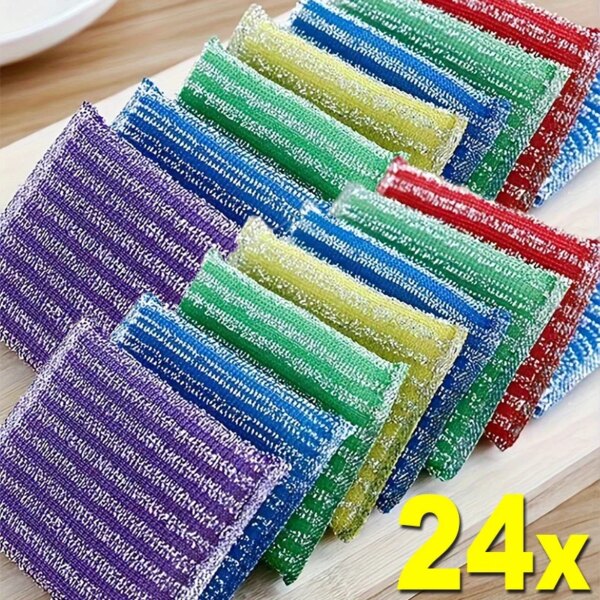 Double Sided Sponge Rags Steel Wire Reusable Cleaning Cloths Dishrag Dishcloth Brush Household Kitchen Pad Towel Wipes Wholesale