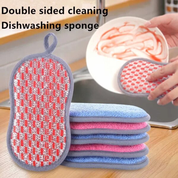 Double Sided Sponge Scrubber Sponges for Dishwashing Kitchen Cleaning Sponge Kitchen Cleaning Tools Kitchen Sponge Hogar Cocina