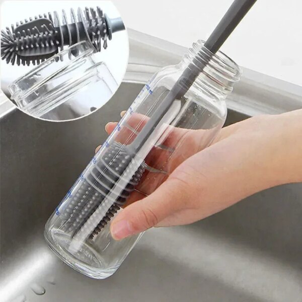 Efficient Baby Bottle Brush Silicone Milk Bottle Brush 360 Long Handle Cup  Household Cleaning Brush Kitchen Bottle