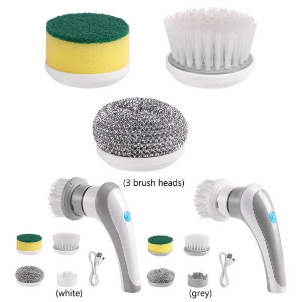 Electric Spin Cleaning Brush Portable Handheld Scrubber 1000 mA Battery 360 Degree Rotation Brush  for Bathroom Kitchen Tool