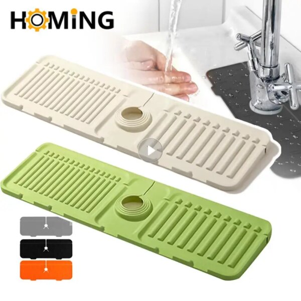 Faucet Absorbent Mat Silicon Kitchen Sink Splash Guard Drain Pad Water Splash Catcher Mats Countertop Protector Kitchen Gadgets