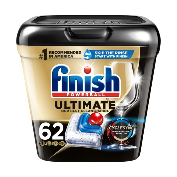 Finish Ultimate Dishwasher Detergent- 62 Count - With CycleSync™ Technology - Dishwashing Tablets - Dish Tabs