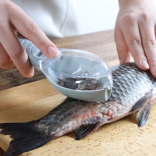 Fish Scales Graters Scraper Fish Cleaning Tool Scraping Scales Device with Cover Home Kitchen Cooking Fish Tool Kitchen Tools