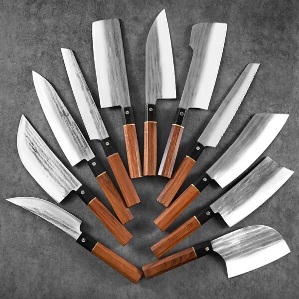 Forged Stainless Steel Japanese Knifes Set Fish Filleting Slicing Knife Meat Cleaver Bone Chopper Kitchen Boning Accessories