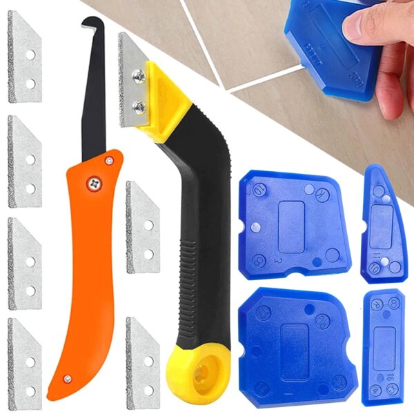 Grout Removal Caulking Tool Set with Tile Grout Saw Hook Cutter Ceramic Tile Joint Notcher Collator Cleaning Gap Cleaner 2023