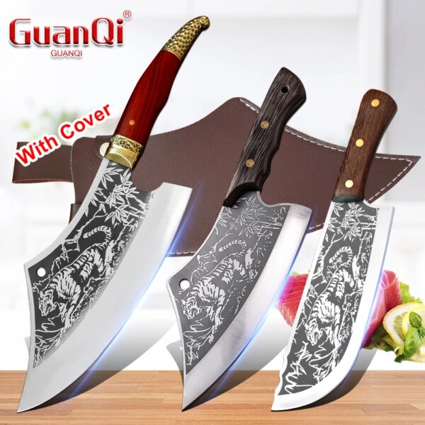 High Hardness Butcher Knife Stainless Steel Tiger Pattern Kitchen knife Bone Chopper Cleaver Meat Knives Knock The Bones