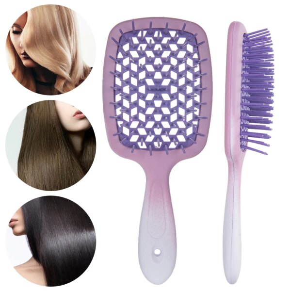 Hollow Out Hair Brush Ergonomic Hair Detangling Brush High Temperature Resistance Removes Knots &Tangles for Wet Dry Curly Hair