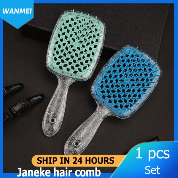 Janeke Original Comb Scalp Massage Comb Hair Brush Hollowing Out Hairbrush Janeke Hair Comb Salon Plastic Hollow Brush Brush