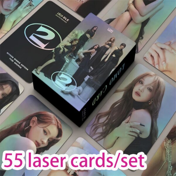 KPOP 55 Pcs/set Of Laser Cards(G)I-DLE Regular Album LOMO Card GIDLE MINNIE SHUHUA SOYEON YUQI MIYEON Gift Postcard Photo Card