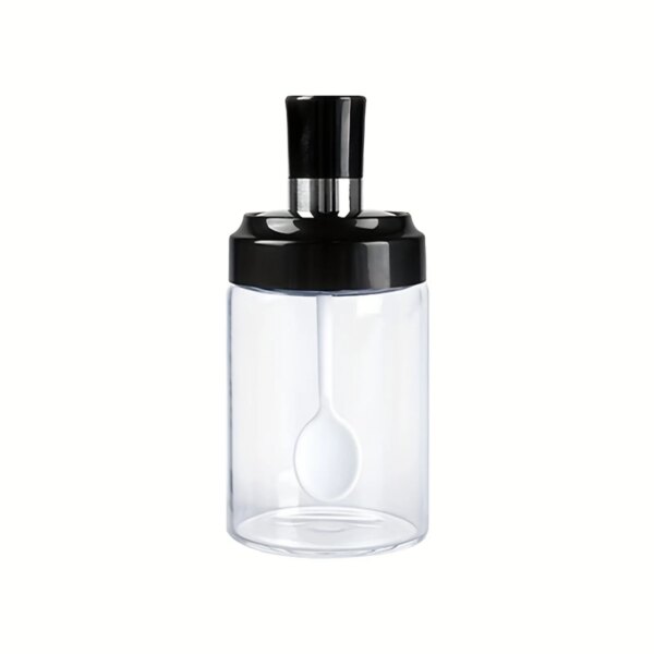 Kitchen Artifact Glass Seasoning Bottle Seasoning Jar Oil Pot Spoon Cover Integrated Seasoning Box suit Seasoning Jar