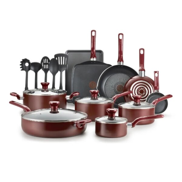 Kitchen Cookware Set Free Shipping Cooking Pots Sets 20 Piece Set Easy Care Nonstick Cookware Utensils Dining Bar Home Garden