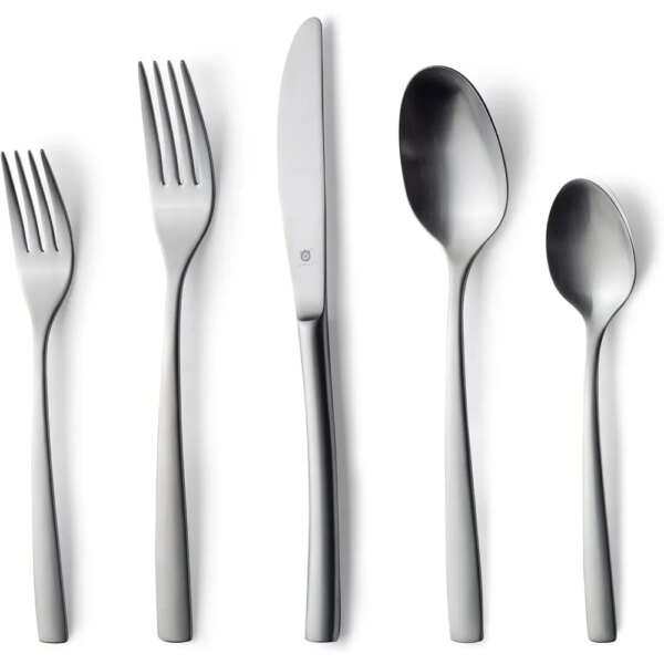 Kitchen Cutlery Set Matte Flatware Set Include Knife/Fork/Spoon & Long Teaspoon/Salad Fork Sleek Utensils for Kitchen Spoons Bar