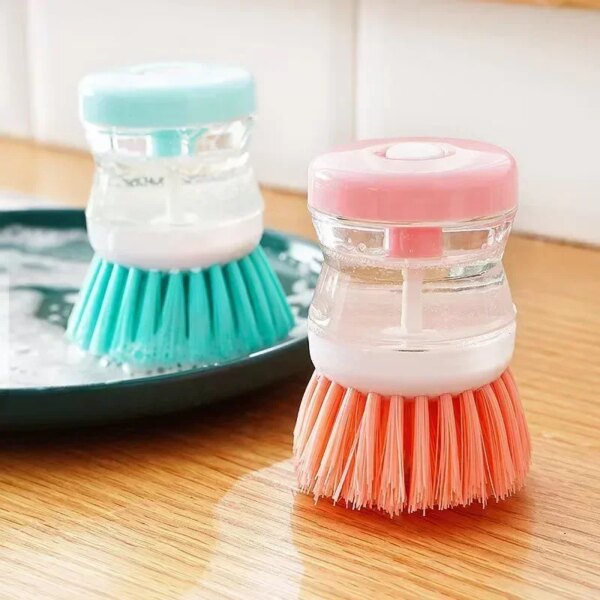 Kitchen Dishwashing Brushes with Liquid Soap Dispenser Multifunctional Household Pot Bowl Cleaning Scrubber Washing Accessories