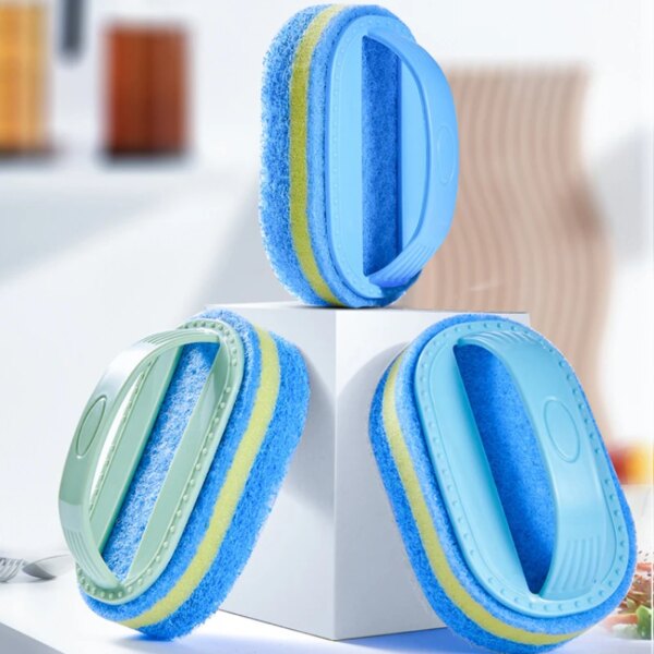 Kitchen Household Cleaning Brush Bathroom Sponge Glass Wall Cleaning Brush Handle Tools Accessories Merchandises Home Garden