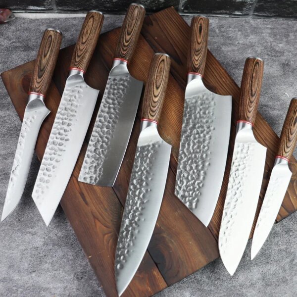 Kitchen Knife Sets Professional 1-7pcs Japanese Knife Set Forged Chef Knife Stainless Steel Knife Cleaver