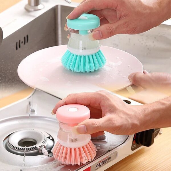 Kitchen Wash Pot Dish Brush Washing Utensils With Washing Up Liquid Soap Dispenser Household Cleaning Accessories