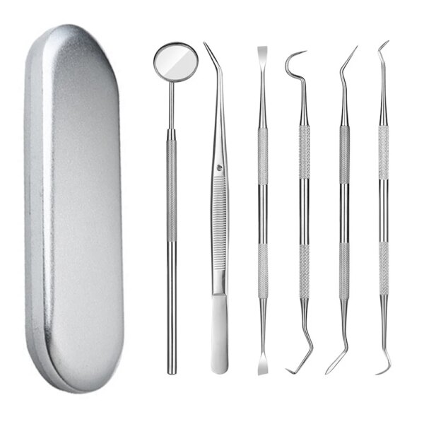 Limited Time Special 6 Pack Dental Instrument Dentist Kit Oral Mirror Probe Hook Pick Tweezers Dental Teeth Cleaning Tools