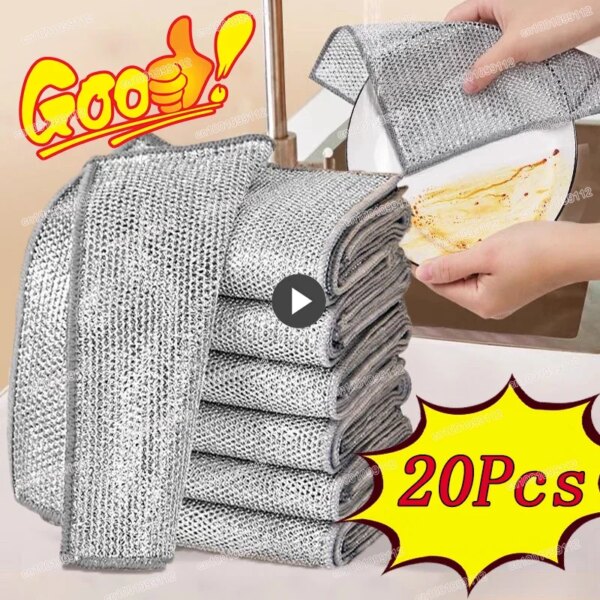 Magic Cleaning Cloth Kitchen Dishwashing Towel Metal Steel Wire Cleaning Rag for Dish Pot Cleaning Tools