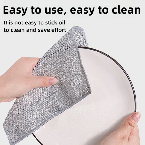 Magic Cleaning Cloth Thickened Double -sided Metal Steel Wire Rags Kitchen Dish Pot Washdishing Cloths Towel Clean Tools