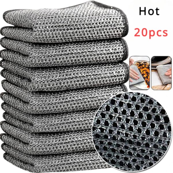 Metal Wire Cleaning Rag Home Kitchen Pots and Pans Magic Rag Double-layer Non-stick Oil Wire Rag Useful Things for Kitchen Brush