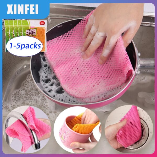 Microfiber Cleaning Wipes Car Clean Towel Kitchen Mesh Dish Cloth Reusable Clean Towel Cloths Non-stick Oil Home Cleaning Towels