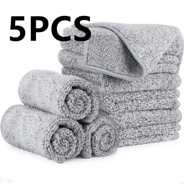 Microfiber Kitchen Towel Set Bamboo Fier Towels for Kitchen Napkin Soft Dish Cloth Absorbent Cleaning Cloth Rags1/2/4/5Pcs