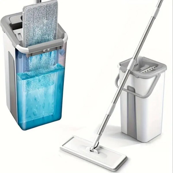 Mops Magic Floor Mop Squeeze Mop with Bucket Flat Bucket Wash Floor Cleaning 360 Rotating Self-Wringing Mop House Cleaning