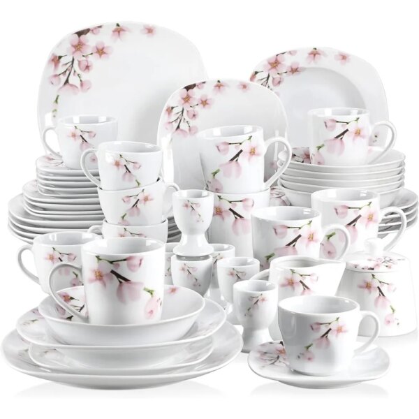 Mugs Dish 50-Piece Porcelain Dinnerware Set Complete Tableware Bowls Plates Dinner Sets freight free