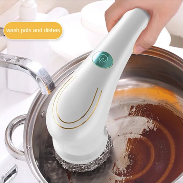 Multi-function 5-in-1 Electric Cleaning Brush Handheld Kitchen Household Cleaner Live Explosion 5 Heads Electric Cleaning Brush