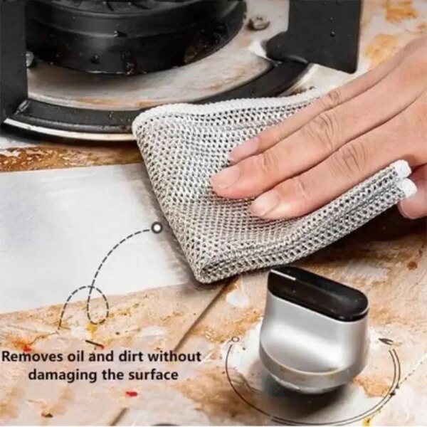 New Wire Dishcloth Rust Removal Scouring Pad Kitchen Magic Cleaning Cloth Reusable Non Stick Oil Silver Rag Home Cleaning Tools