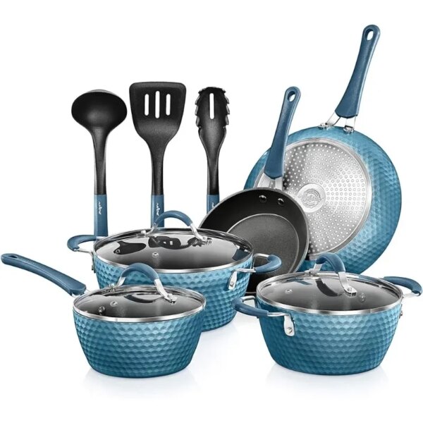 Nonstick Cookware ome Kitchen Ware Pots & Pan Set with Saucepan, Frying Pans, Cooking Pots, Lids