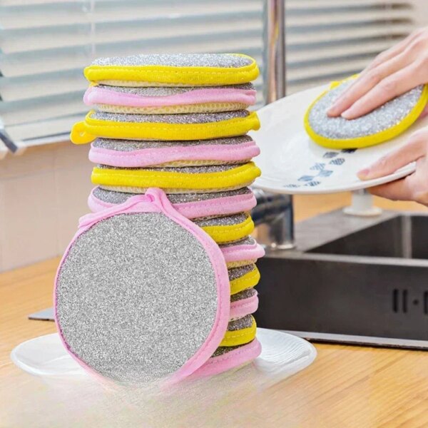 Pan Pot Dish Wash Sponges Household Cleaning Reusable Kitchen Tools 5/3PCS Double Side Dishwashing Sponge Dish Washing Brush