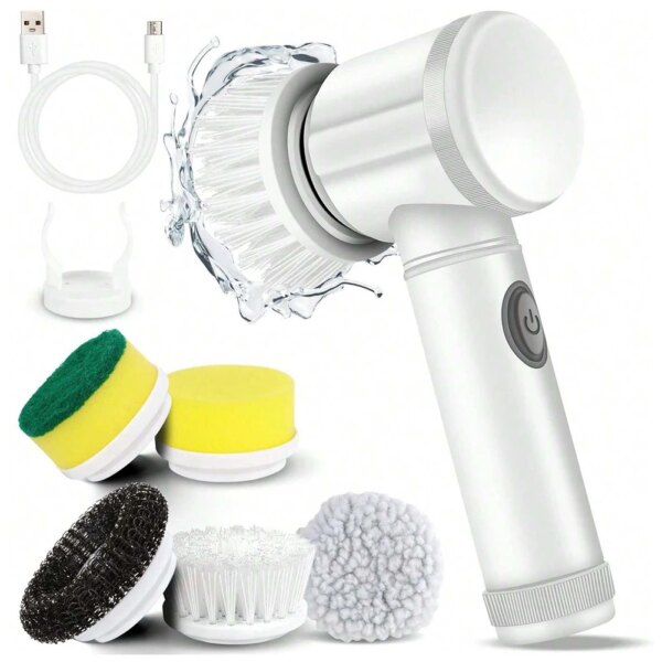 Professional Electric Spin Scrubber USB Rechargeable Handheld Cleaning Brush With 5 Brush Heads Cleaning Brush Shower Scrubber